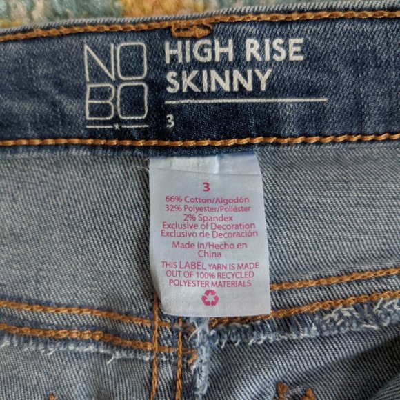 NoBo Y2k High Rise Skinny Jeans Red and White Stripe Size 3 - Picture 3 of 4